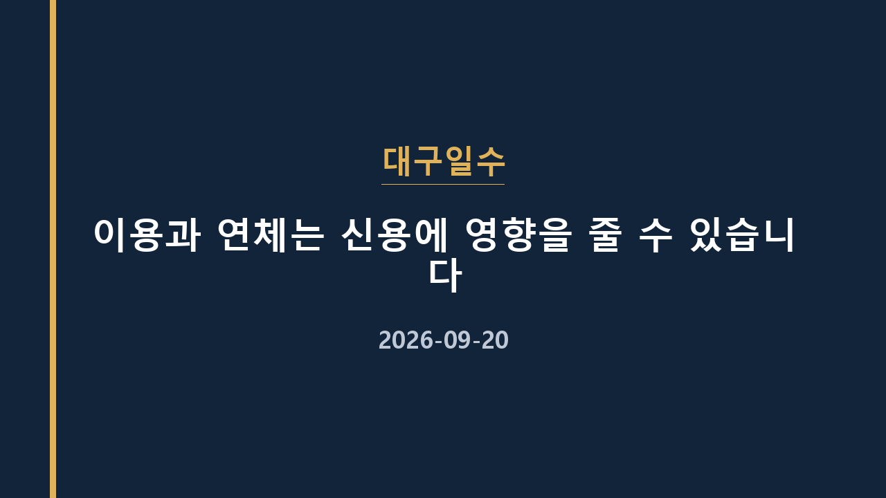 대구일수 이용과 연체는 신용에 영향을 줄 수 있습니다