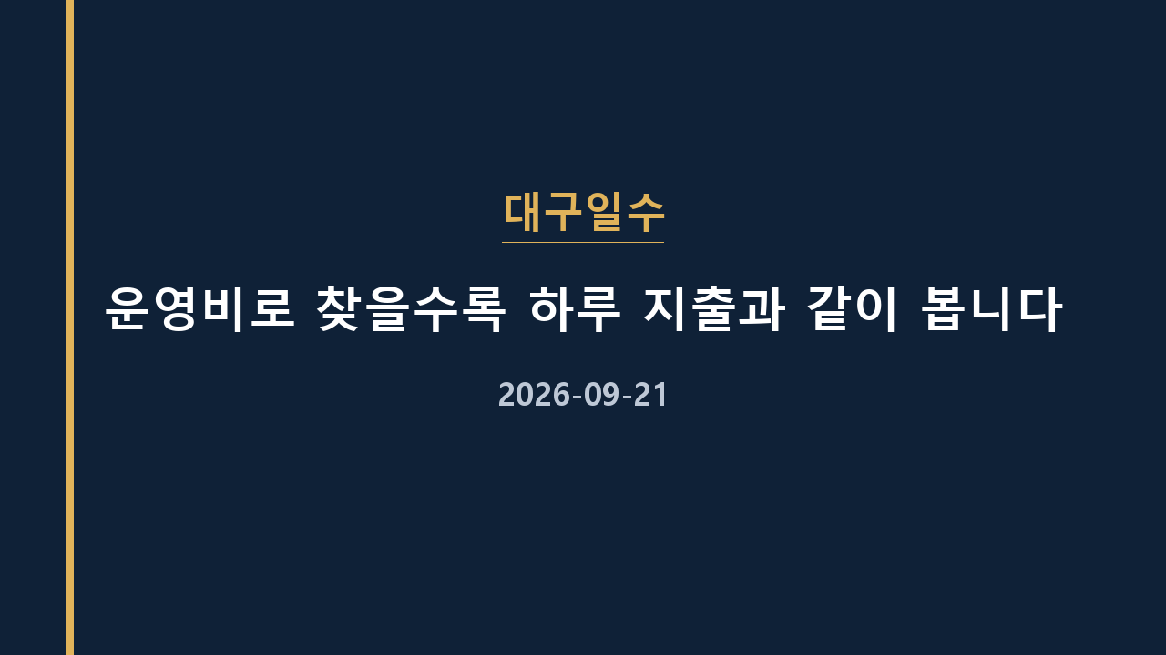 대구일수 운영비로 찾을수록 하루 지출과 같이 봅니다