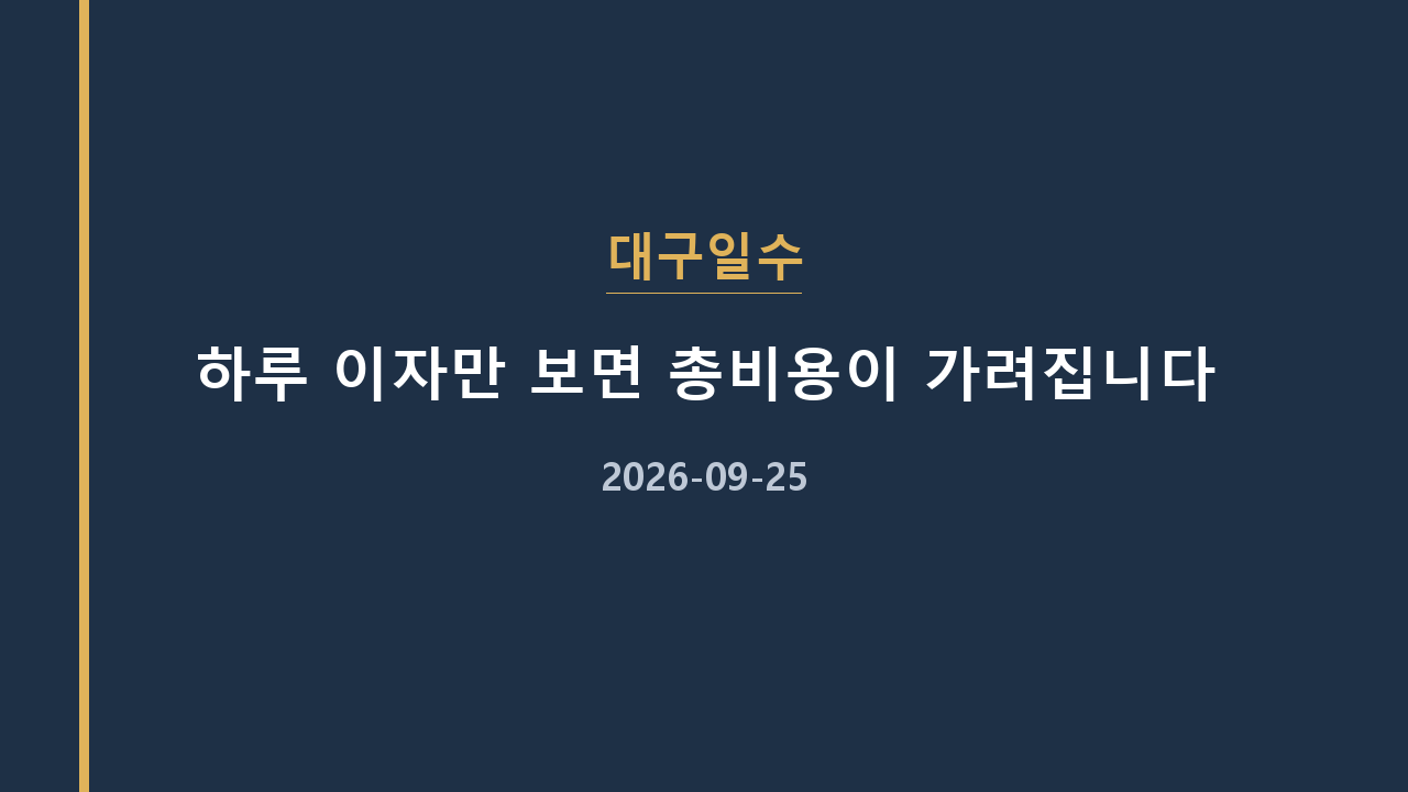 대구일수 하루 이자만 보면 총비용이 가려집니다