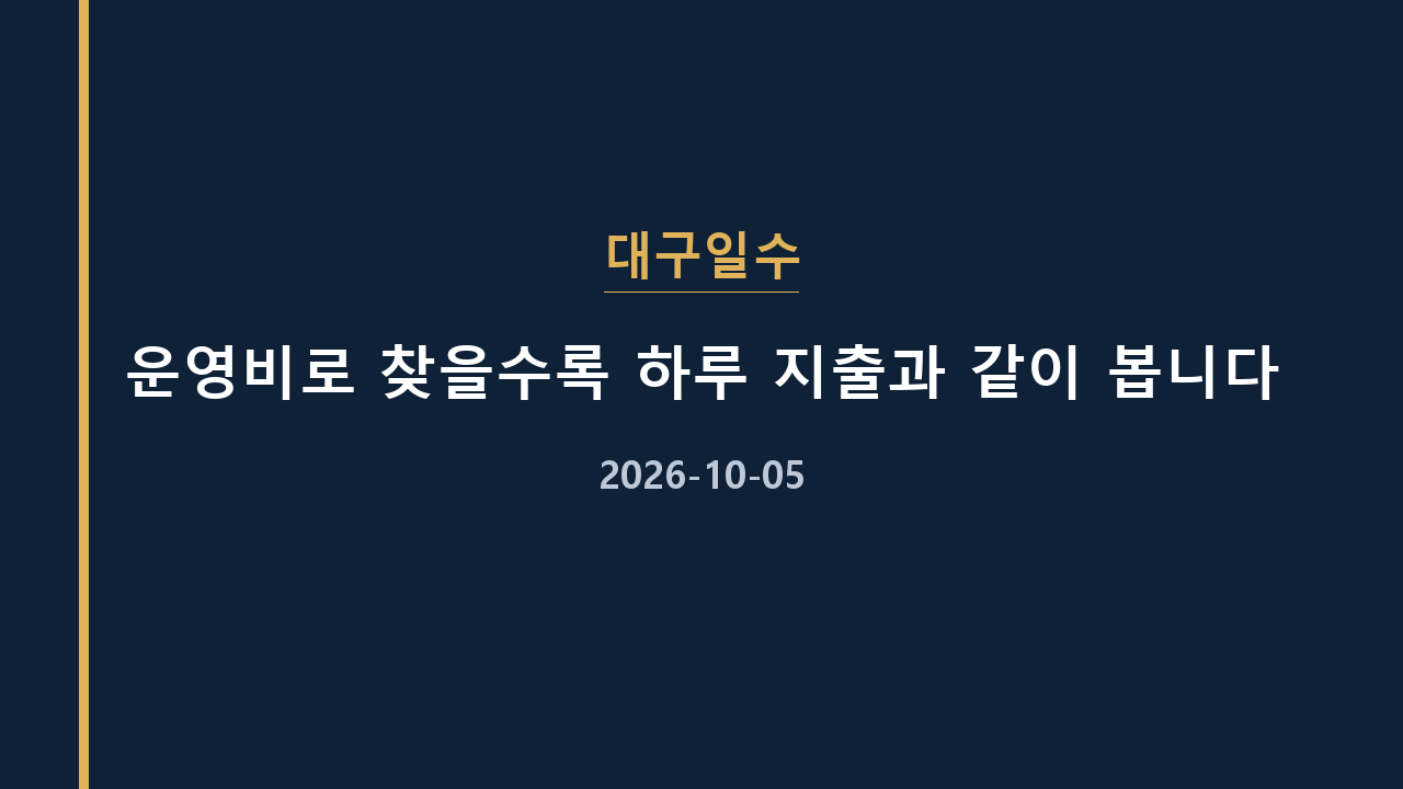 대구일수 운영비로 찾을수록 하루 지출과 같이 봅니다